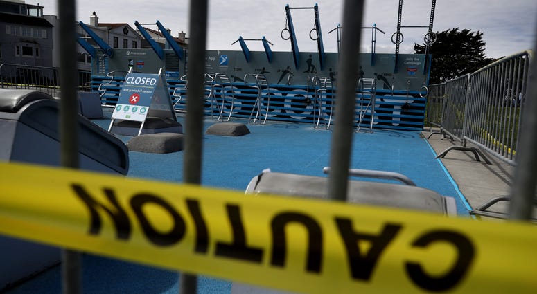 Exercise equipment at the Marina Green is closed off to the public on March 30, 2020 in San Francisco. Exercise equipment at the Marina Green is closed off to the public on March 30, 2020 in San Francisco.