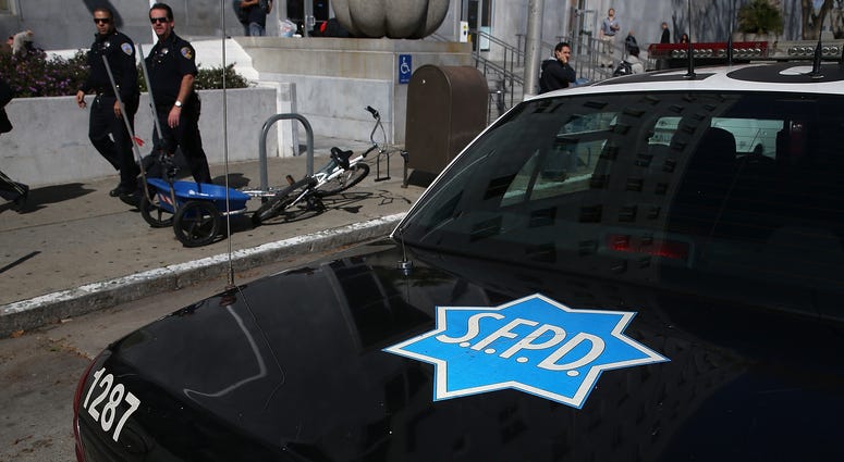 A San Francisco police car sits parked in front of the Hall of Justice on February 27, 2014. A San Francisco police car sits parked in front of the Hall of Justice on February 27, 2014.