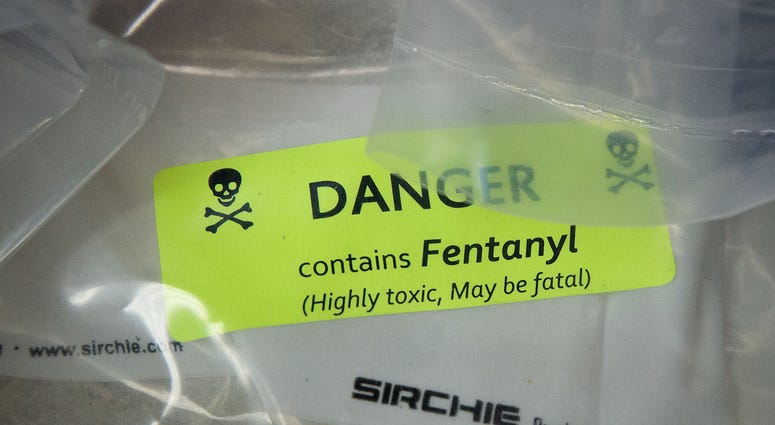 Bags of heroin, some laced with fentanyl, are displayed before a press conference regarding a major drug bust, at the office of the New York Attorney General, September 23, 2016 in New York City. Bags of heroin, some laced with fentanyl, are displayed before a press conference regarding a major drug bust, at the office of the New York Attorney General, September 23, 2016 in New York City.
