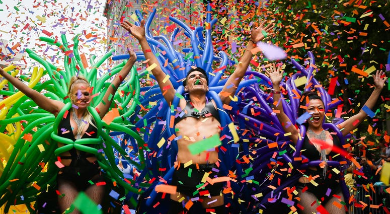 People dance in the annual LGBTQI Pride Parade on June 25, 2017 in San Francisco. People dance in the annual LGBTQI Pride Parade on June 25, 2017 in San Francisco.
