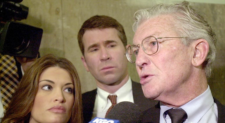 San Francisco District Attorney Terence Hallinan speaks to the press after the arraignment of Marjorie Knoller and Robert Noel for the dog mauling death of Diane Whipple March 29, 2001. San Francisco District Attorney Terence Hallinan speaks to the press after the arraignment of Marjorie Knoller and Robert Noel for the dog mauling death of Diane Whipple March 29, 2001.
