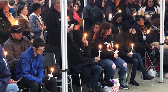 Students from Dublin High School were among the large crowd that attended a vigil on Dec. 28, 2019 for three teens killed in a car crash on Christmas Day. Students from Dublin High School were among the large crowd that attended a vigil on Dec. 28, 2019 for three teens killed in a car crash on Christmas Day.