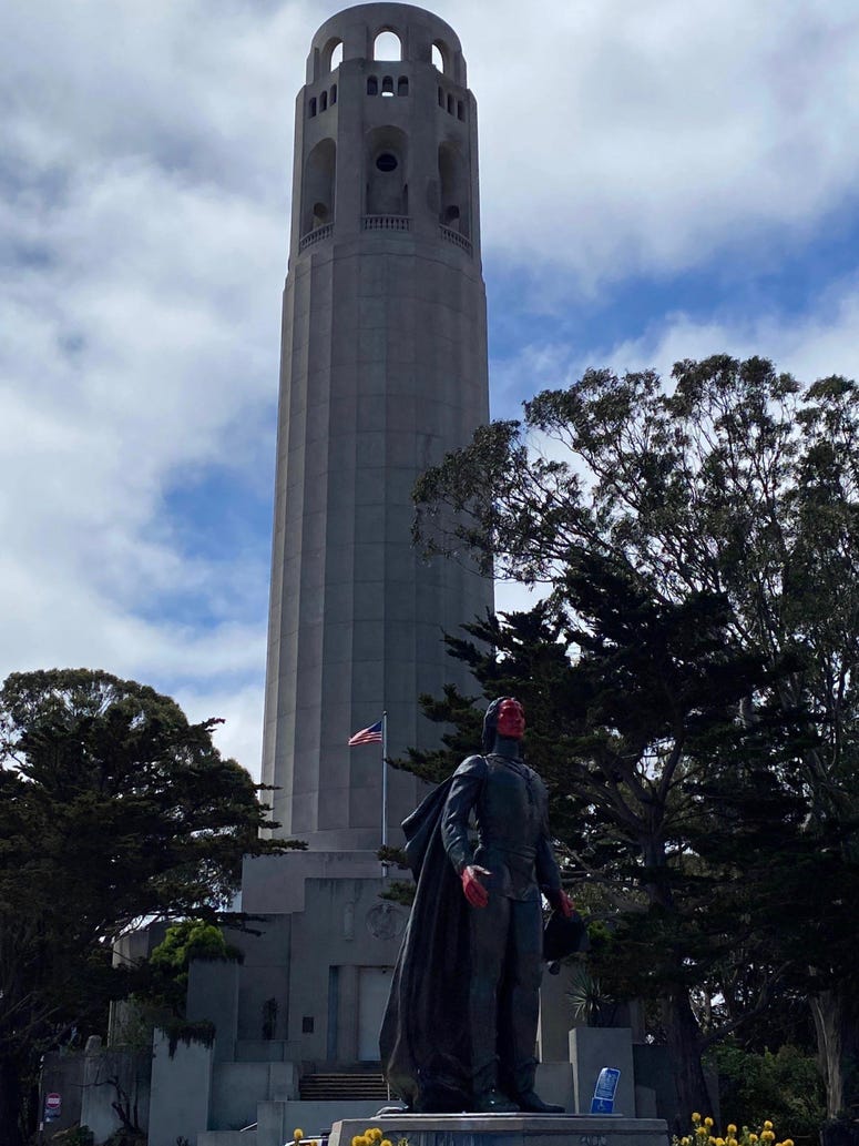 San Francisco's Christopher Columbus statue was vandalized late last week. San Francisco's Christopher Columbus statue was vandalized late last week.