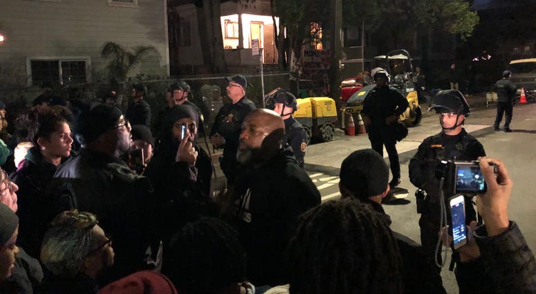 Scene outside West Oakland home where eviction order was served January 14, 2020 Scene outside West Oakland home where eviction order was served January 14, 2020