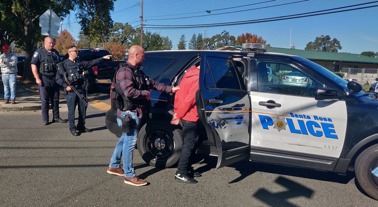 Police apprehended a suspect they say shot a teenager at Ridgeway High School in Santa Rosa on Oct. 23, 2019. Police apprehended a suspect they say shot a teenager at Ridgeway High School in Santa Rosa on Oct. 23, 2019.