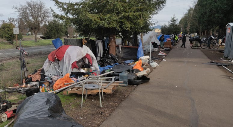 There was recently a fire in the sprawling homeless camp on the Joe Rodota Trail in Santa Rosa, raising safety fears among neighbors in early 2020. There was recently a fire in the sprawling homeless camp on the Joe Rodota Trail in Santa Rosa, raising safety fears among neighbors in early 2020.