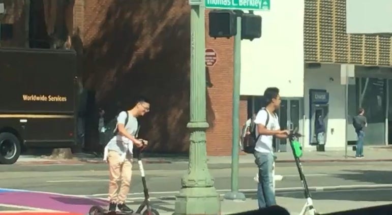 Scooter riders in Oakland Scooter riders in Oakland