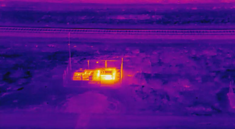 Infrared drone view of Bay Point gas vault fire Infrared drone view of Bay Point gas vault fire