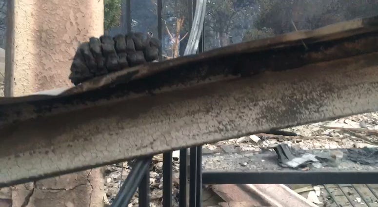 Steel beams are all that remain of home in Paradise, CA Steel beams are all that remain of home in Paradise, CA