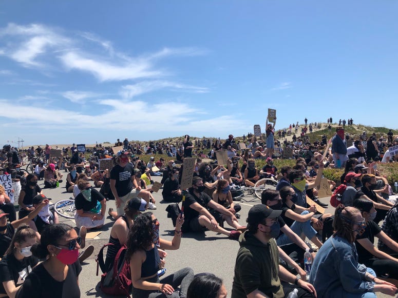 Peaceful March and protest in George Floyd death at Ocean Beach, San Francisco, June 2, 2020 Peaceful March and protest in George Floyd death at Ocean Beach, San Francisco, June 2, 2020