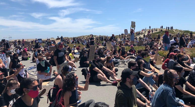 Protests against the police murder of George Floyd march along Ocean Beach, San Francisco, June 2, 2020 Protests against the police murder of George Floyd march along Ocean Beach, San Francisco, June 2, 2020