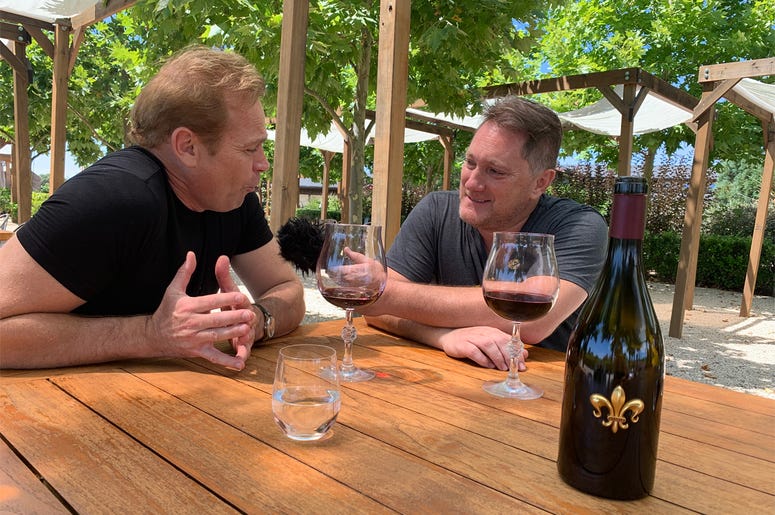 Winemaker Jean-Charles Boisset with Foodie Chap, Liam Mayclem at DeLoach Vineyards Winemaker Jean-Charles Boisset with Foodie Chap, Liam Mayclem at DeLoach Vineyards