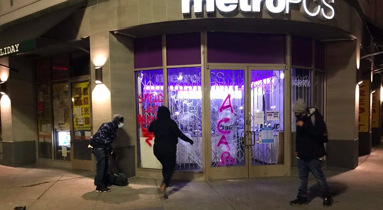 Vandalism seen in downtown Oakland.