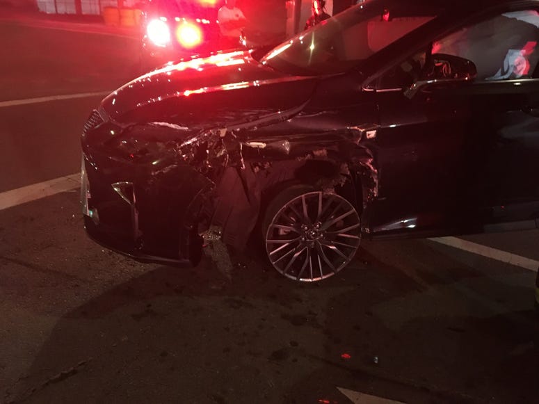 Crashed vehicle in San Bruno