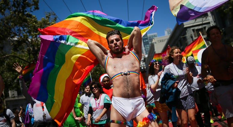 A man dances in the annual LGBTQI Pride Parade on Sunday, June 25, 2017 in San Francisco, California. A man dances in the annual LGBTQI Pride Parade on Sunday, June 25, 2017 in San Francisco, California.