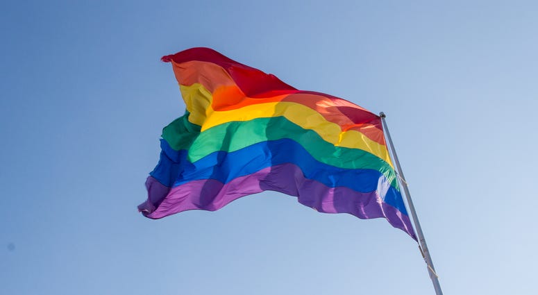 Rainbow flag at Milk Plaza, San Francisco Rainbow flag at Milk Plaza, San Francisco