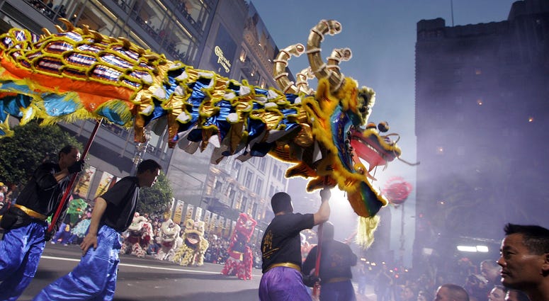 Members of a dragon team perform during the San Francisco Chinese New Year Parade of March 2007. This year’s parade begins on Saturday, February 8 at 5:15pm from Market and 2nd Streets. Members of a dragon team perform during the San Francisco Chinese New Year Parade of March 2007. This year’s parade begins on Saturday, February 8 at 5:15pm from Market and 2nd Streets.
