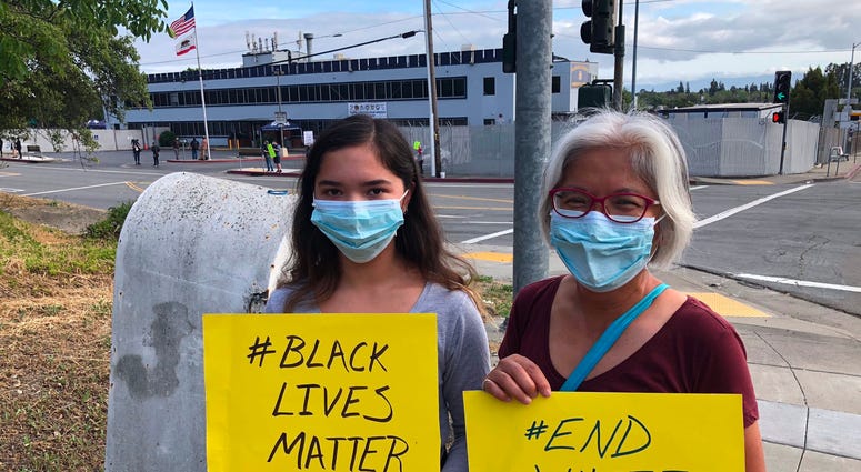 A rally in San Leandro calling attention to police brutality and the death of George Floyd.