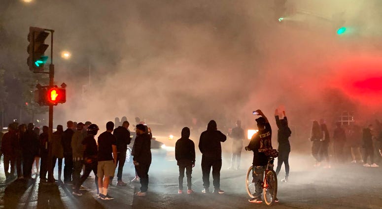 Smoke during a sideshow in Santa Rosa.
