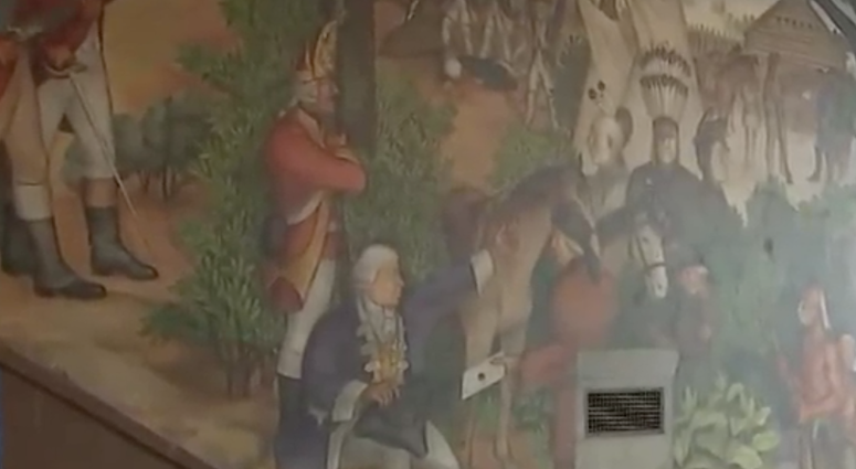 The school board for San Francisco public schools voted to cover up this mural at Washington High School. The school board for San Francisco public schools voted to cover up this mural at Washington High School.