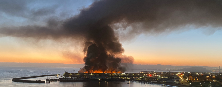 A view of a four-alarm fire at Pier 45 in San Francisco early Saturday. A view of a four-alarm fire at Pier 45 in San Francisco early Saturday.
