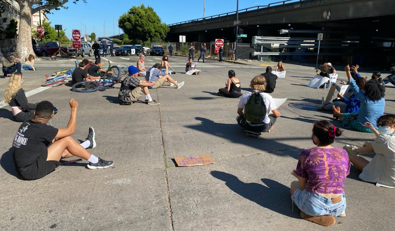 Protests outside of Oakland Police headquarters over the death of George Floyd in Minneapolis. Protests outside of Oakland Police headquarters over the death of George Floyd in Minneapolis.