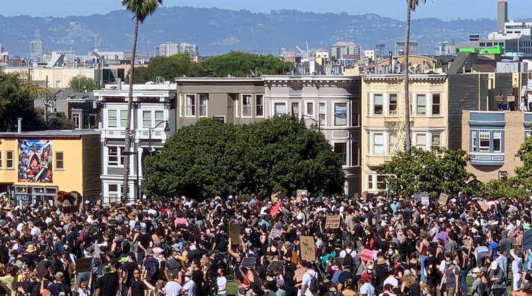 A large crowd gathers in San Francisco's Dolores Park for a Black Lives Matter protest. A large crowd gathers in San Francisco's Dolores Park for a Black Lives Matter protest.