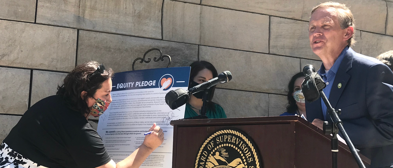 A group of lawmakers and mayors sign a South Bay "equity pledge." A group of lawmakers and mayors sign a South Bay "equity pledge."