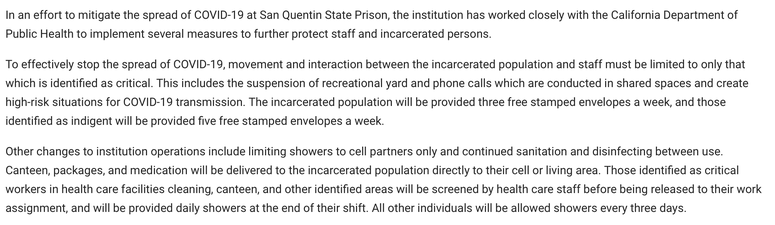 A screenshot of the policy change posted to the California Department of Corrections and Rehabilitation website. A screenshot of the policy change posted to the California Department of Corrections and Rehabilitation website.