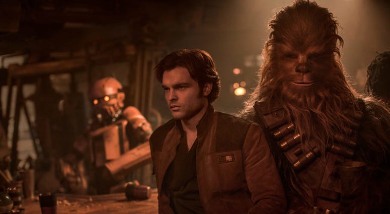 Alden Ehrenreich as 'Han Solo' and Joonas Suotamo as 'Chewbacca' in "Solo: A Star Wars Story" Alden Ehrenreich as 'Han Solo' and Joonas Suotamo as 'Chewbacca' in "Solo: A Star Wars Story"