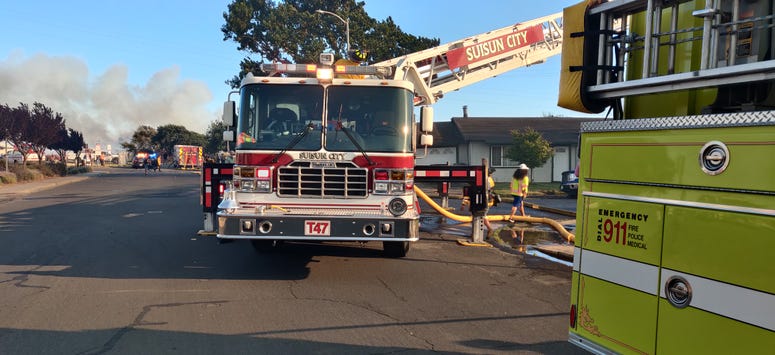 A rig at the scene of a fire in Suisun City. A rig at the scene of a fire in Suisun City.