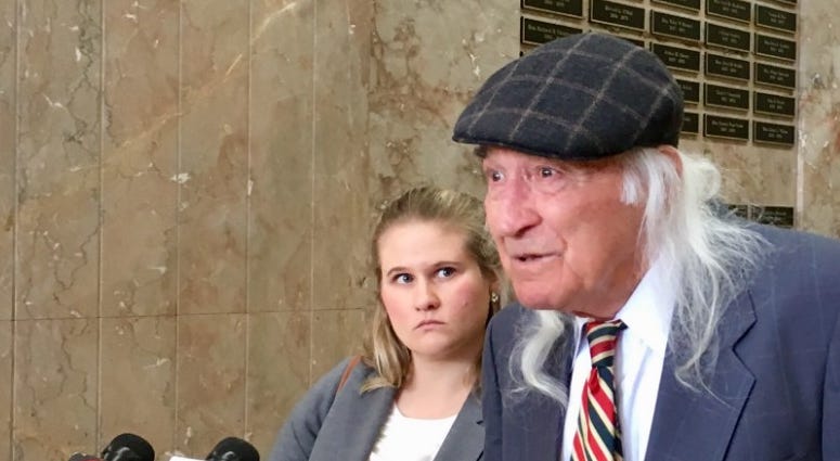 Tony Serra, defense attorney for Ghost Ship master tenant Derick Almena, addresses reporters after his opening statement in Alameda County Superior Court, Oakland, May 1, 2019 Tony Serra, defense attorney for Ghost Ship master tenant Derick Almena, addresses reporters after his opening statement in Alameda County Superior Court, Oakland, May 1, 2019