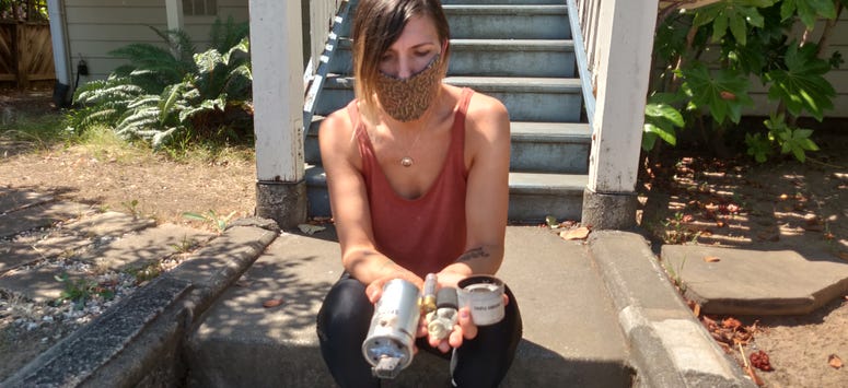 Vallejo resident Jenny Schwank holds a rubber bullet and a discharged tear gas canister that fell onto the street in front of her home. She says many more items were found all around her home. Vallejo resident Jenny Schwank holds a rubber bullet and a discharged tear gas canister that fell onto the street in front of her home. She says many more items were found all around her home.