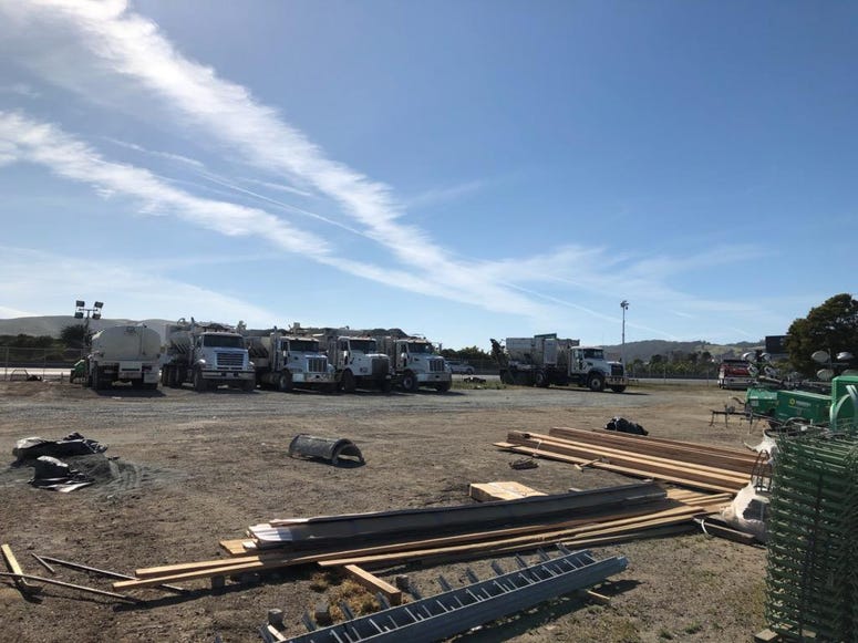 Construction trucks line the site of the Alemany Project on Highway 101 in San Francisco. Construction trucks line the site of the Alemany Project on Highway 101 in San Francisco.