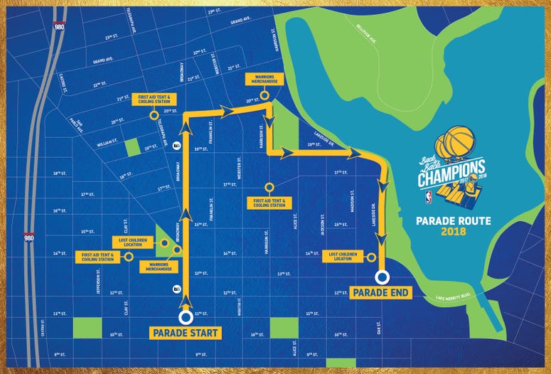 Warriors 2018 Parade Route Map of Warriors Parade Route