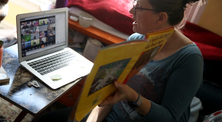 Leanne Francis, first grade teacher at Harvey Milk Civil Rights Academy, conducts an online class from her living room in San Francisco Leanne Francis, first grade teacher at Harvey Milk Civil Rights Academy, conducts an online class from her living room in San Francisco