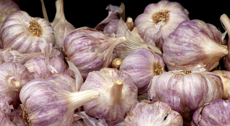 Heads of garlic. Heads of garlic.