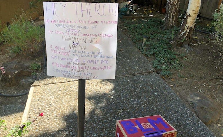 Grace is asking neighbors who appreciate her concerts to contribute to the Black Lives Matter movement 16-year-old Grace Gulli serenades her neighborhood to bring comfort during the coronavirus pandemic