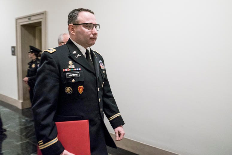 Lt. Col. Alexander Vindman, National Security Council Director for European Affairs, walks through the halls of the Longworth House Office Building on Nov. 19, 2019. Lt. Col. Alexander Vindman, National Security Council Director for European Affairs, walks through the halls of the Longworth House Office Building on Nov. 19, 2019.