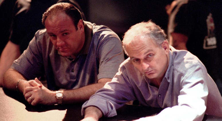 The late James Gandolfini and Soprano's creator David Chase The Sopranos, HBO's Hit Series About A Modern-Day Mob Boss Caught Between Responsibilities To His Family And His 'Family,' Debuts New Episodes On Sunday Nights. Pictured: Series Star James Gandolfini And David Chase, The Show's Creator.