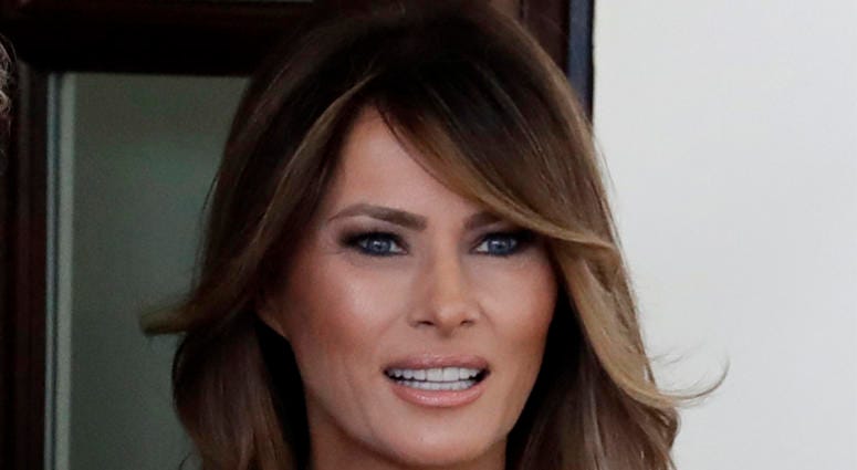 AP18126669222816 In a Monday, April 23, 2018 file photo, first lady Melania Trump greet French President Emmanuel Macron and his wife Brigitte Macron at the White House, in Washington. he White House says Melania Trump will announce her initiatives as first lady on Monday