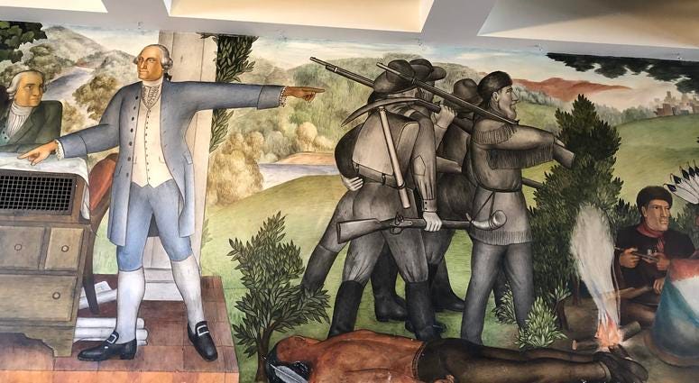 The "Life of Washington" mural in George Washington High School was available for the public to view on Aug. 1, 2019. The "Life of Washington" mural in George Washington High School was available for the public to view on Aug. 1, 2019.