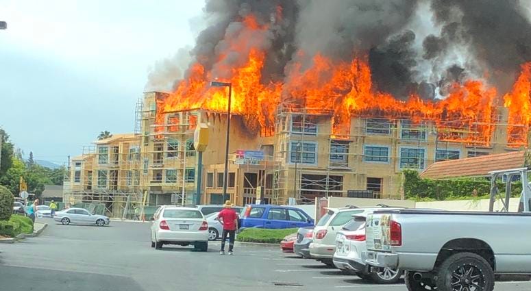 A huge fire spread quickly throughout a construction site in Santa Clara on June 28, 2019. A huge fire spread quickly throughout a construction site in Santa Clara on June 28, 2019.