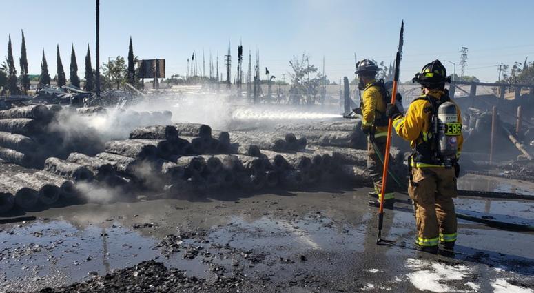 Firefighters extinguish flames that destroyed the Piedmont Lumber Company in Pittsburg on June 23, 2019. Firefighters extinguish flames that destroyed the Piedmont Lumber Company in Pittsburg on June 23, 2019.