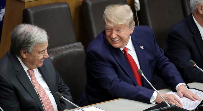 United Nations Secretary General Antonio Guterres talks with U.S. President Donald Trump during a meeting on religious freedom at U.N. headquarters on September 23, 2019 in New York City. United Nations Secretary General Antonio Guterres talks with U.S. President Donald Trump during a meeting on religious freedom at U.N. headquarters on September 23, 2019 in New York City.