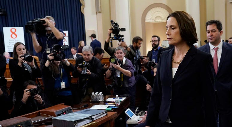 Fiona Hill, the National Security Council’s former senior director for Europe and Russia arrives for testimony before the House Intelligence Committee on Nov. 21, 2019. Fiona Hill, the National Security Council’s former senior director for Europe and Russia arrives for testimony before the House Intelligence Committee on Nov. 21, 2019.