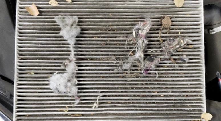 Clogged cabin air filter Clogged cabin air filter