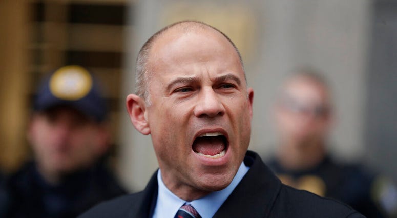 Michael Avenatti, lawyer for porn star Stormy Daniels, speaks outside court in New York. U.S. prosecutors announced Monday, March 25, 2019 they have charged Avenatti with extortion and bank and wire fraud. A spokesman for the U.S. attorney in Los Angeles DO NOT USE