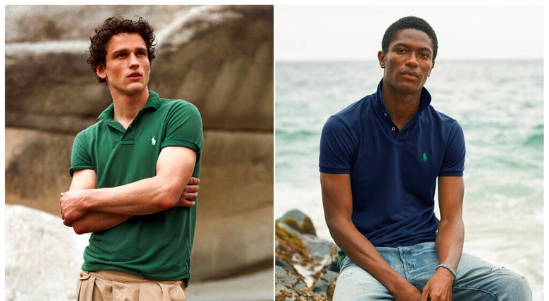 This combination of photos released by Ralph Lauren shows Polo shirts made from recycled plastic bottles. Each shirt is made from an average of 12 bottles collected in Taiwan, where the Polos are made, in partnership with an organization called First Mile This combination of photos released by Ralph Lauren shows Polo shirts made from recycled plastic bottles. Each shirt is made from an average of 12 bottles collected in Taiwan, where the Polos are made, in partnership with an organization called First Mile