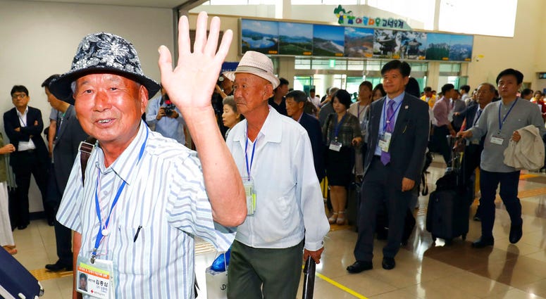 South Koreans leave for North Korea to take part in family reunions with their North Korean family members at the customs, immigration and quarantine (CIQ) office, in Goseong, South Korea, Monday, Aug. 20, 2018. DO NOT USE